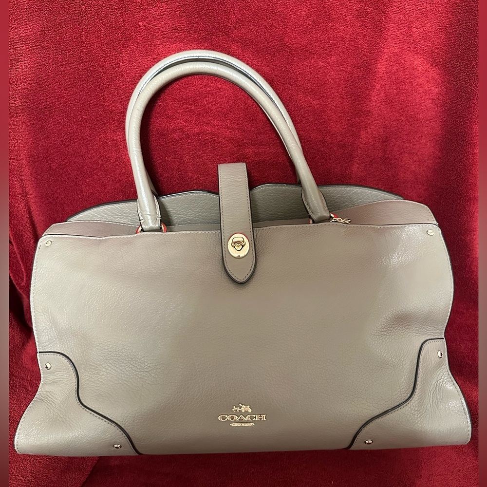 Grey Lambskin Coach New York Handbag